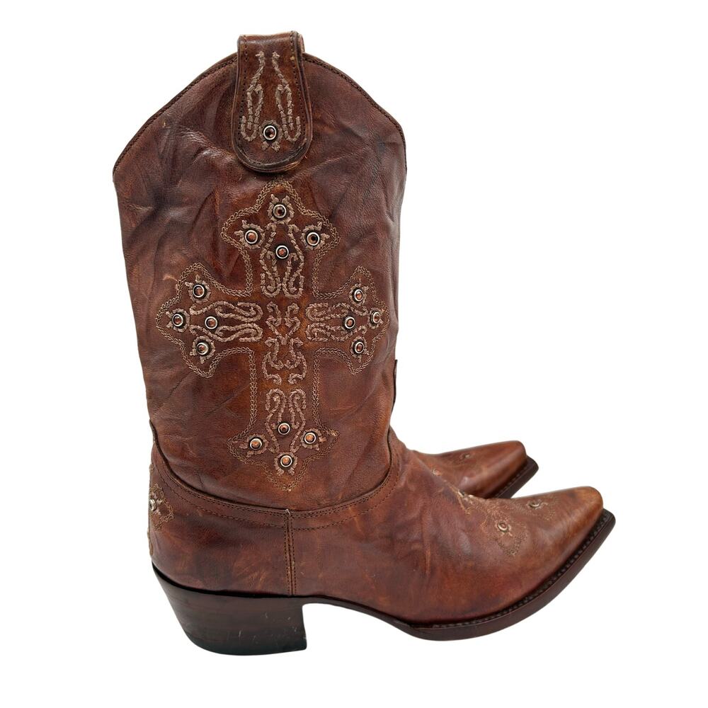 Old Gringo Brown Leather Western Cowgirl boots, Women’s SZ 7 Cross Embroidered